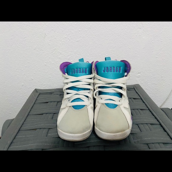 Jordan Retro 7's Mineral Blue Bright Violet - Picture 3 of 5